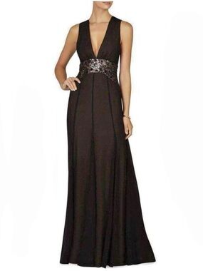 BCBGMAXAZRIA Stacy Black Embellished Cutout Gown Size 0 WORN ONCE